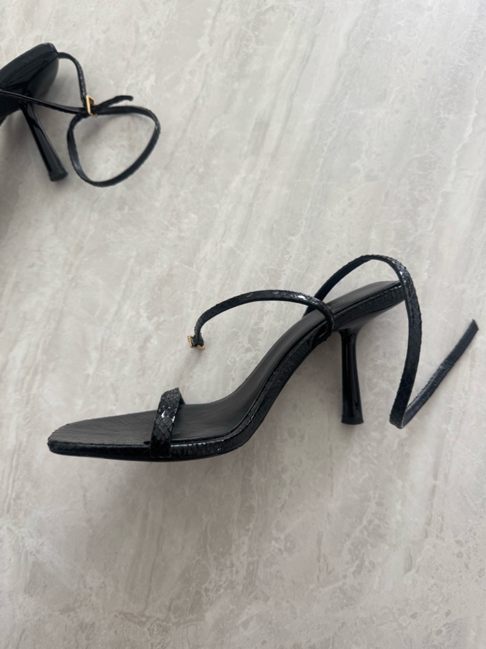 Zara Black Square-Toe Strappy Heels - Picture 5 of 6